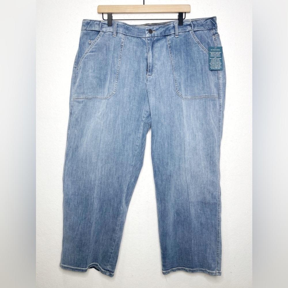 Coldwater Creek Hidden Stretch-Waist Wide Leg Jeans Size 20W Ocean Mist Wash